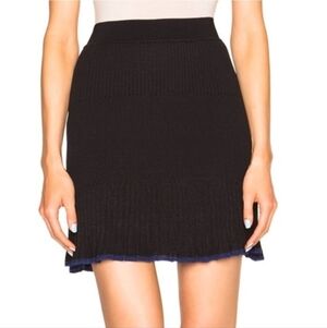 rag & bone Black Ribbed Knit Mini Skirt with Subtle Hem Detail